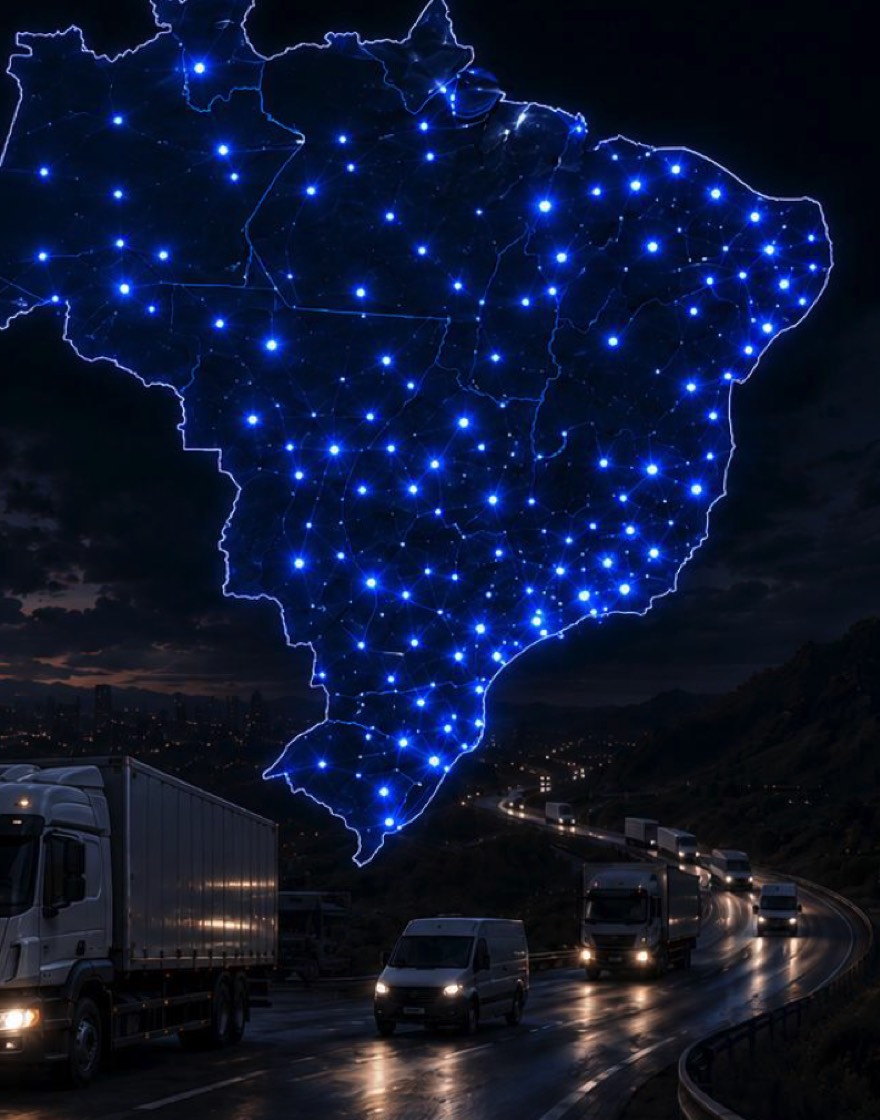Mapa do Brasil com os pontos de instalação da rede Ituran